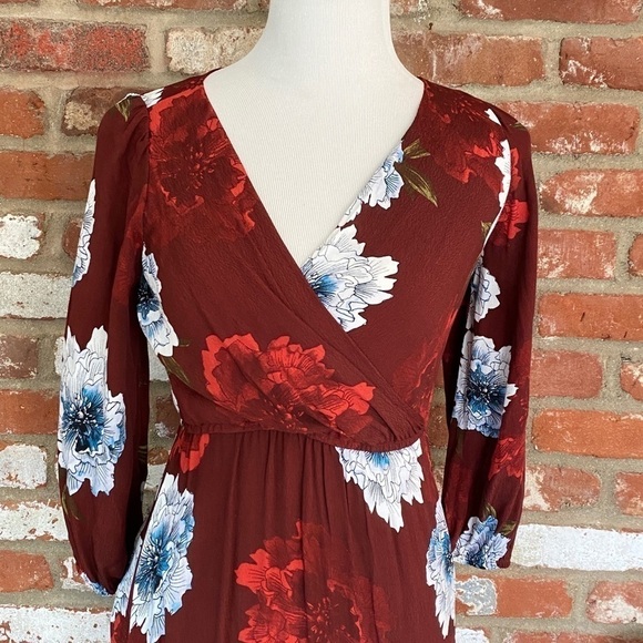 Tracy Reese Aleah Red Floral Midi Dress for Anthropologie XXSP - Picture 4 of 8